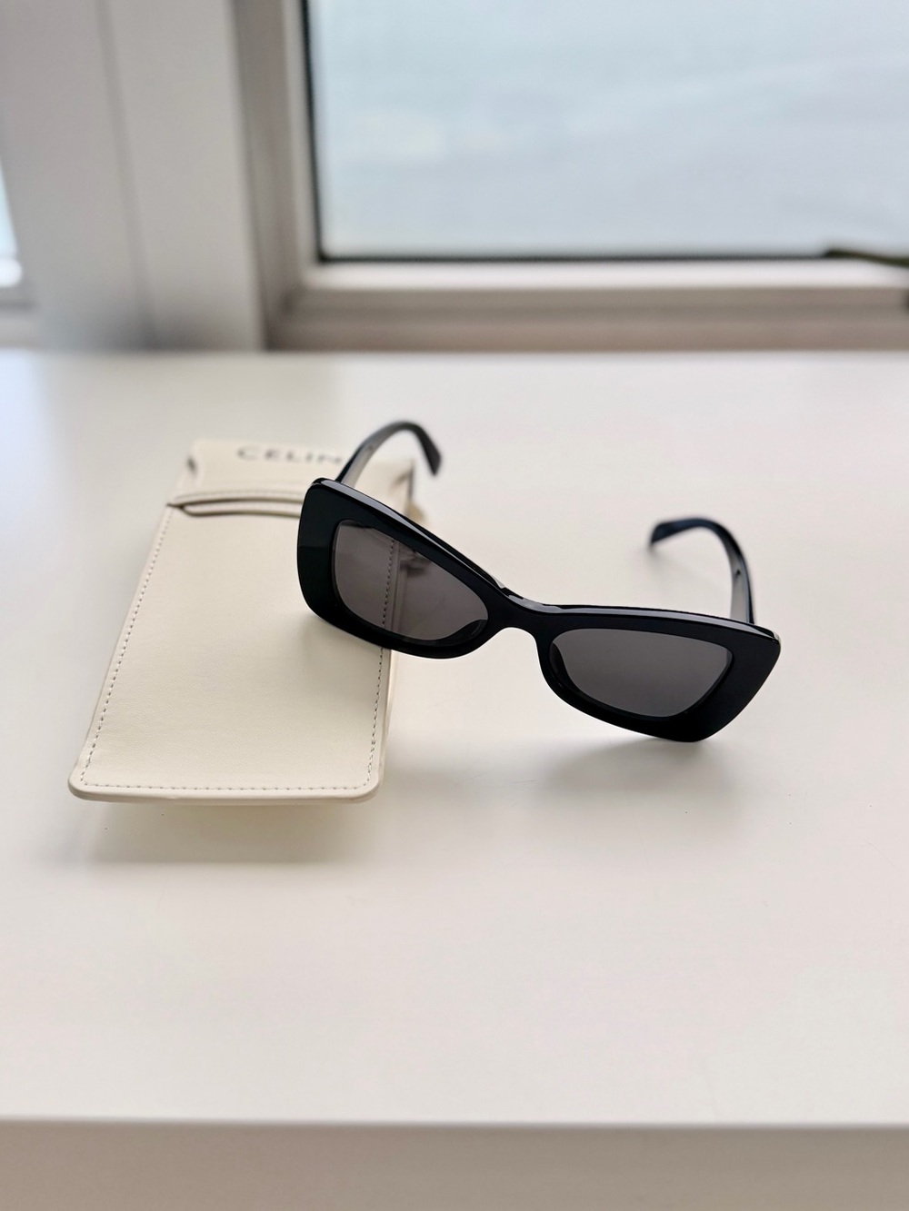 New Celine Black Cat-Eye Sunglasses with Dark Smoke Lenses